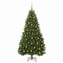 VidaXL Sztuczna choinka, średniozielona, z bombkami 180 cm 300 LED