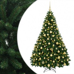 VidaXL Sztuczna choinka, średniozielona, z bombkami 180 cm 300 LED