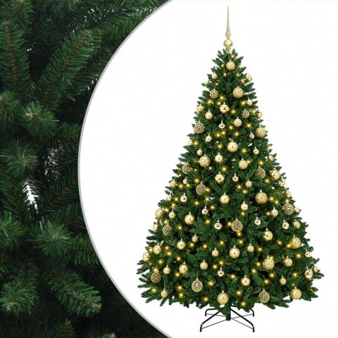 VidaXL Sztuczna choinka, średniozielona, z bombkami 180 cm 300 LED