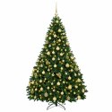 VidaXL Sztuczna choinka, średniozielona, z bombkami 180 cm 300 LED