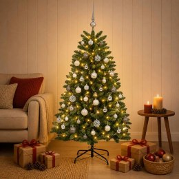 VidaXL Sztuczna choinka, średniozielona, z bombkami 180 cm 300 LED