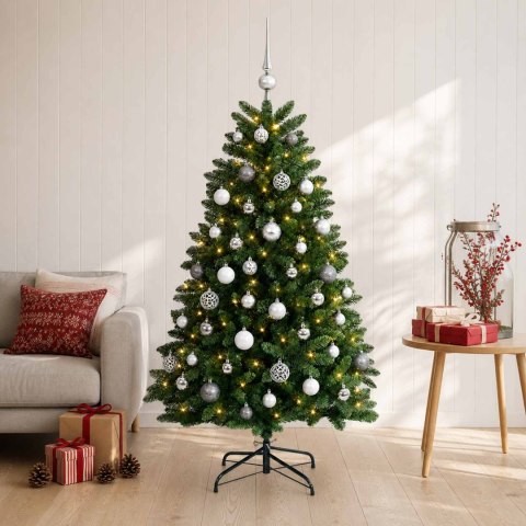 VidaXL Sztuczna choinka, średniozielona, z bombkami 180 cm 300 LED
