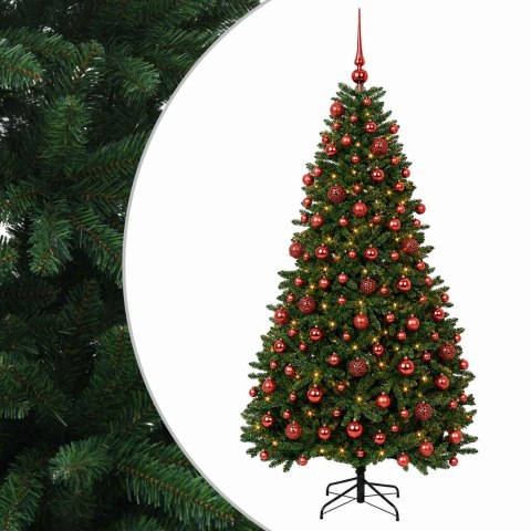 VidaXL Sztuczna choinka, średniozielona, z bombkami 210 cm 300 LED