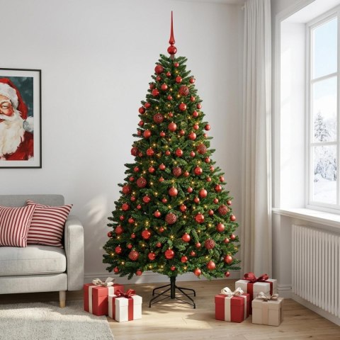 VidaXL Sztuczna choinka, średniozielona, z bombkami 210 cm 300 LED