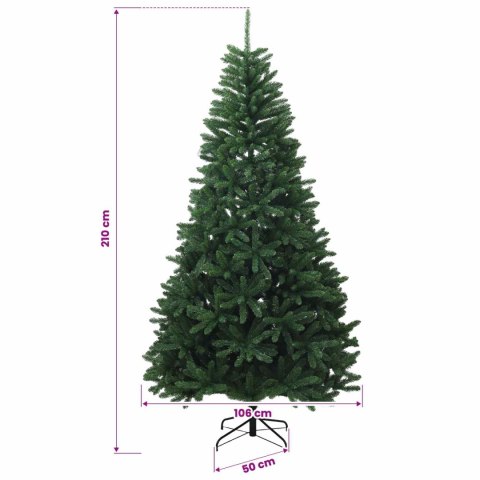 VidaXL Sztuczna choinka, średniozielona, z bombkami 210 cm 300 LED