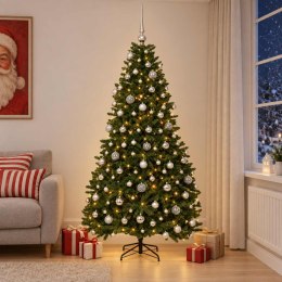 VidaXL Sztuczna choinka, średniozielona, z bombkami 240 cm 300 LED