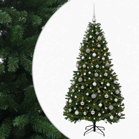 VidaXL Sztuczna choinka, średniozielona, z bombkami 240 cm 300 LED