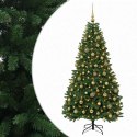 VidaXL Sztuczna choinka, średniozielona, z bombkami 240 cm 300 LED