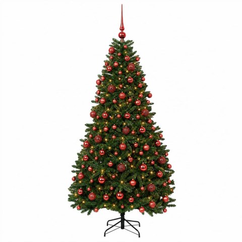 VidaXL Sztuczna choinka, średniozielona, z bombkami 240 cm 300 LED