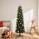 VidaXL Sztuczna choinka typu slim z bombkami 120 cm 150 LED