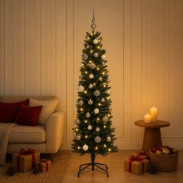 VidaXL Sztuczna choinka typu slim z bombkami 150 cm 150 LED