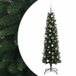 VidaXL Sztuczna choinka typu slim z bombkami 150 cm 150 LED
