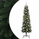 VidaXL Sztuczna choinka typu slim z bombkami 210 cm 300 LED