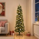VidaXL Sztuczna choinka typu slim z bombkami 210 cm 300 LED