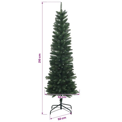 VidaXL Sztuczna choinka typu slim z bombkami 210 cm 300 LED