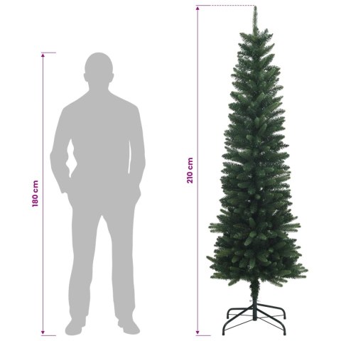 VidaXL Sztuczna choinka typu slim z bombkami 210 cm 300 LED