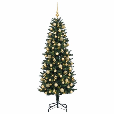 VidaXL Sztuczna choinka z bombkami 180 cm 300 LED Ciepła biel PE i PVC