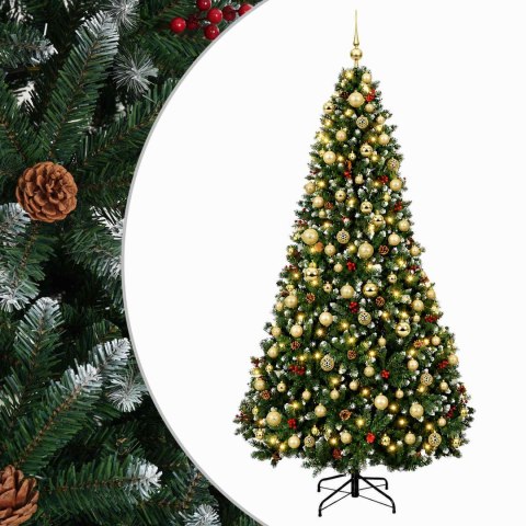 VidaXL Sztuczna choinka z bombkami 180 cm 300 LED Ciepła biel