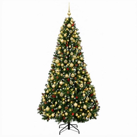 VidaXL Sztuczna choinka z bombkami 180 cm 300 LED Ciepła biel