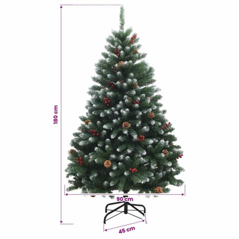 VidaXL Sztuczna choinka z bombkami 180 cm 300 LED Ciepła biel