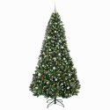 VidaXL Sztuczna choinka z bombkami 180 cm 300 LED Ciepła biel