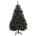 VidaXL Sztuczna choinka z bombkami 180 cm 300 LED Ciepła biel