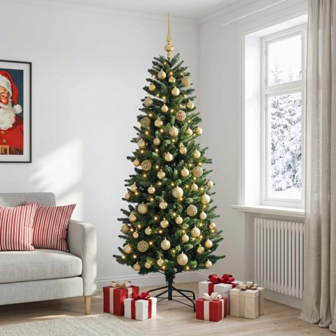VidaXL Sztuczna choinka z bombkami 210 cm 300 LED Ciepła biel PE i PVC