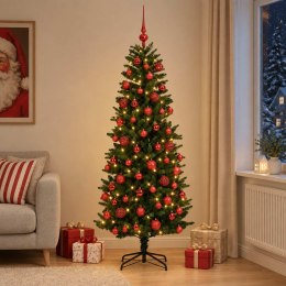 VidaXL Sztuczna choinka z bombkami 210 cm 300 LED Ciepła biel PE i PVC