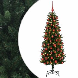 VidaXL Sztuczna choinka z bombkami 210 cm 300 LED Ciepła biel PE i PVC