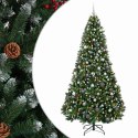 VidaXL Sztuczna choinka z bombkami 210 cm 300 LED Ciepła biel