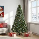 VidaXL Sztuczna choinka z bombkami 210 cm 300 LED Ciepła biel