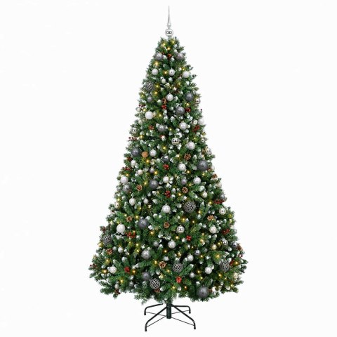 VidaXL Sztuczna choinka z bombkami 210 cm 300 LED Ciepła biel