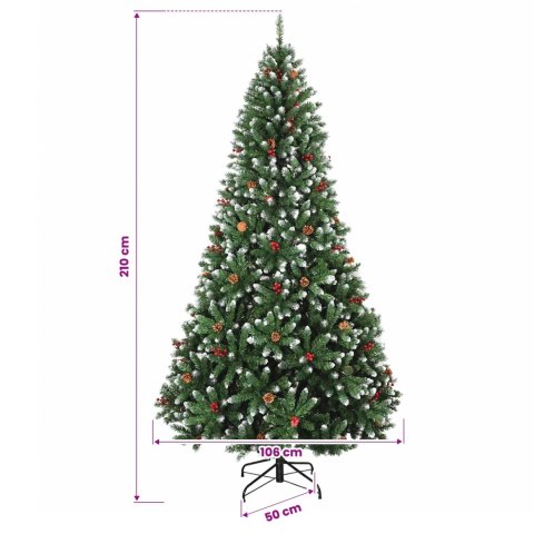VidaXL Sztuczna choinka z bombkami 210 cm 300 LED Ciepła biel