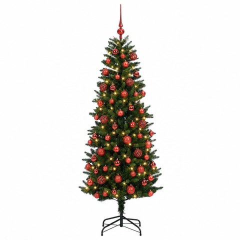 VidaXL Sztuczna choinka z bombkami 240 cm 300 LED Ciepła biel PE i PVC