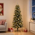 VidaXL Sztuczna choinka z bombkami 240 cm 300 LED Ciepła biel PE i PVC