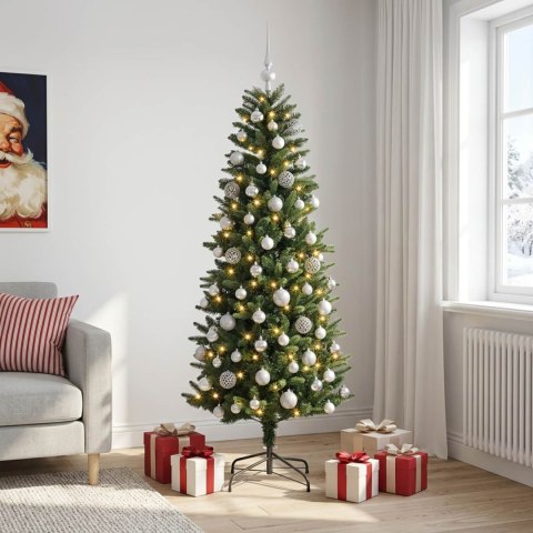 VidaXL Sztuczna choinka z bombkami 240 cm 300 LED Ciepła biel PE i PVC
