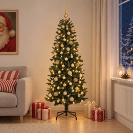 VidaXL Sztuczna choinka z bombkami 240 cm 300 LED Ciepła biel PE i PVC