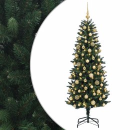 VidaXL Sztuczna choinka z bombkami 240 cm 300 LED Ciepła biel PE i PVC