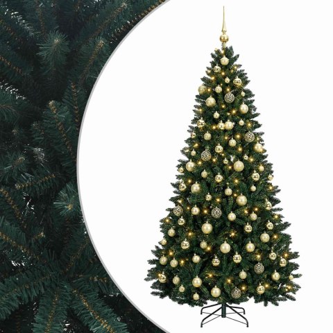 VidaXL Sztuczna choinka z bombkami, ciemnozielona 210 cm 300 LED