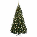 VidaXL Sztuczna choinka z bombkami, ciemnozielona 210 cm 300 LED