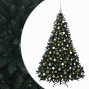 VidaXL Sztuczna choinka z bombkami, ciemnozielona 240 cm 300 LED