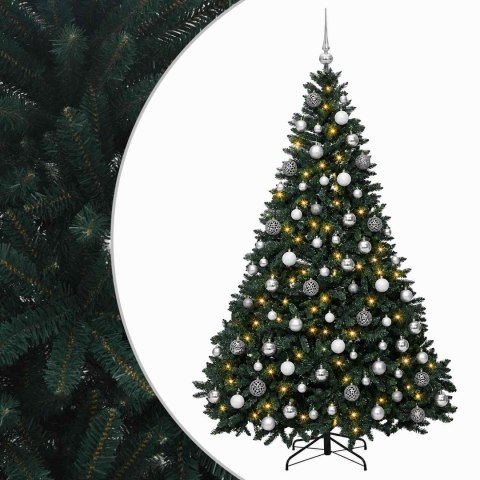 VidaXL Sztuczna choinka z bombkami, ciemnozielona 240 cm 300 LED
