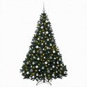 VidaXL Sztuczna choinka z bombkami, ciemnozielona 240 cm 300 LED