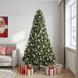 VidaXL Sztuczna choinka z bombkami, zielona 210 cm 300 LED Ciepła biel