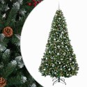 VidaXL Sztuczna choinka z bombkami, zielona 210 cm 300 LED Ciepła biel