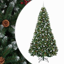 VidaXL Sztuczna choinka z bombkami, zielona 210 cm 300 LED Ciepła biel