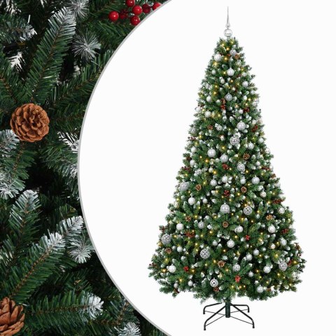 VidaXL Sztuczna choinka z bombkami, zielona 210 cm 300 LED Ciepła biel