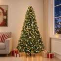 VidaXL Sztuczna choinka z bombkami, zielona 210 cm 300 LED Ciepła biel
