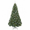VidaXL Sztuczna choinka z bombkami, zielona 210 cm 300 LED Ciepła biel