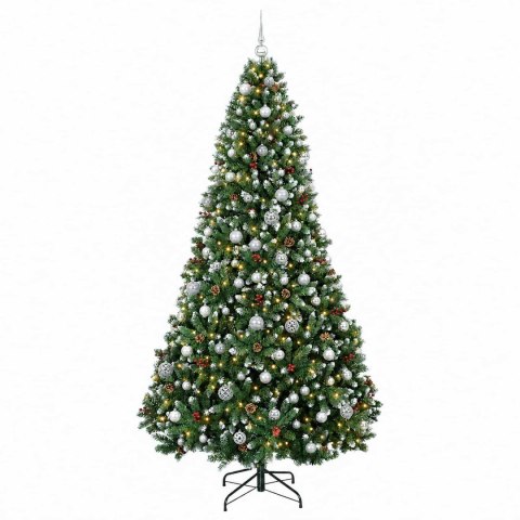 VidaXL Sztuczna choinka z bombkami, zielona 210 cm 300 LED Ciepła biel